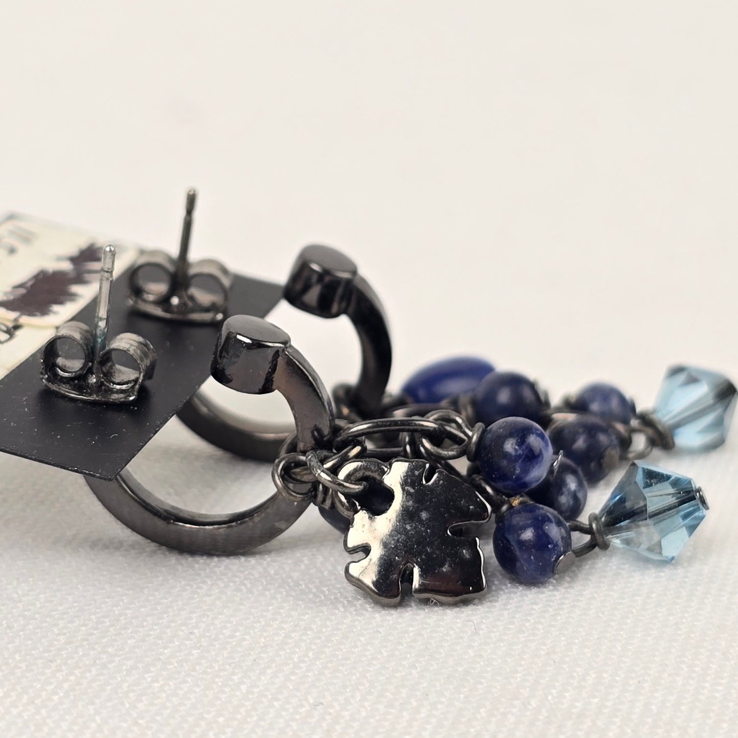 Dyrberg Kern Blue Natural Stone Dangle Hoop Earrings