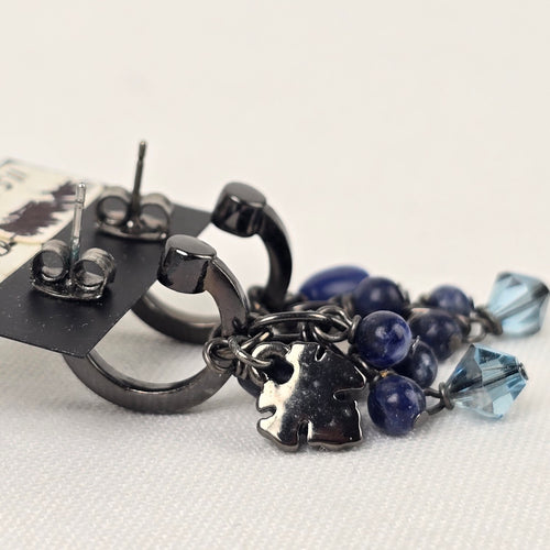 Dyrberg Kern Blue Natural Stone Dangle Hoop Earrings
