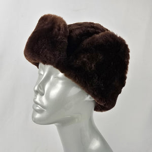 Vintage Brown Faux Sheepskin Fur Hat