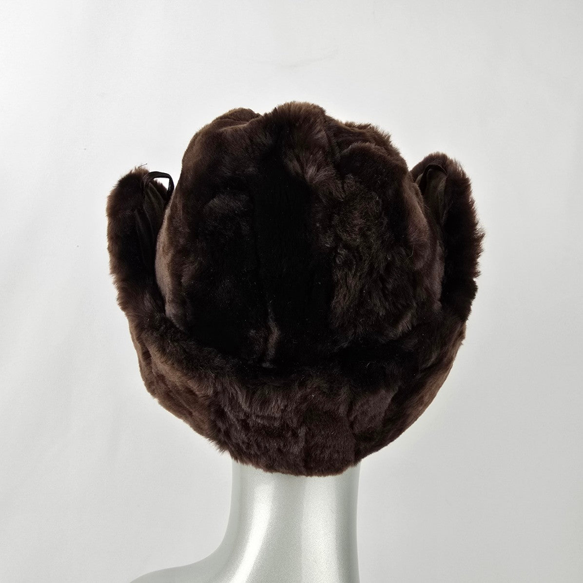Vintage Brown Faux Sheepskin Fur Hat