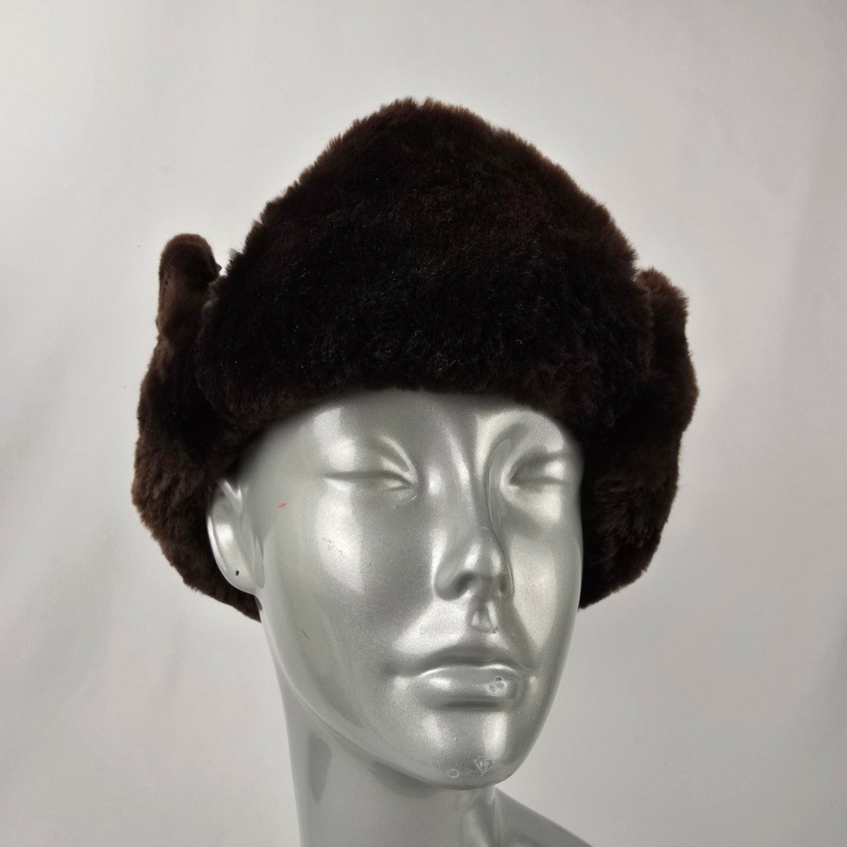 Vintage Brown Faux Sheepskin Fur Hat