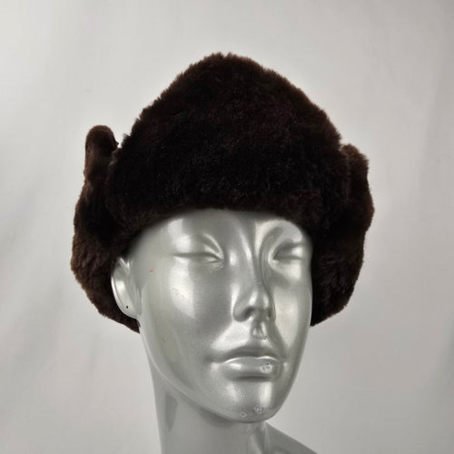 Vintage Brown Faux Sheepskin Fur Hat