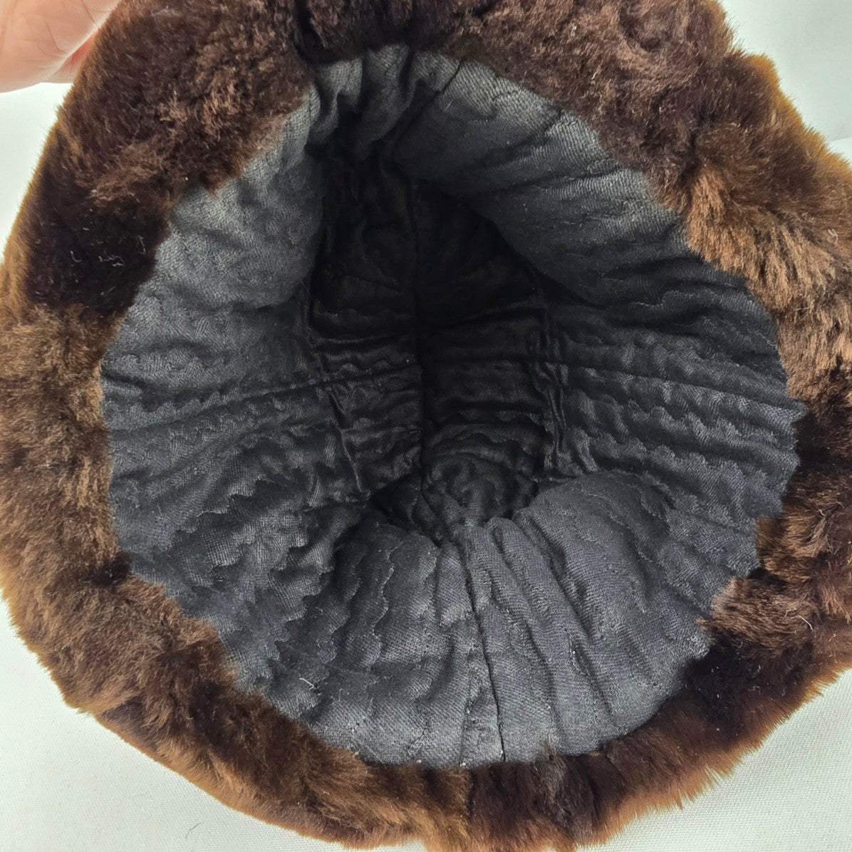Vintage Brown Faux Sheepskin Fur Hat