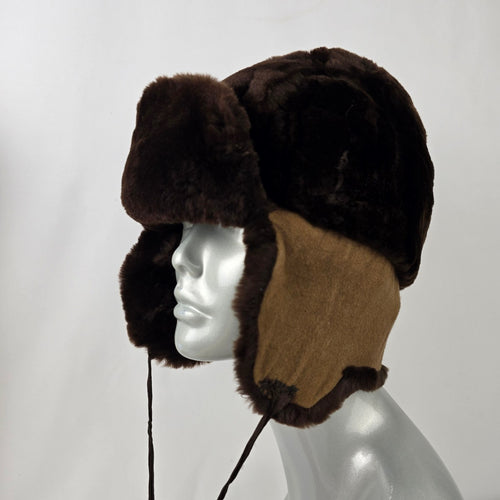 Vintage Brown Faux Sheepskin Fur Hat