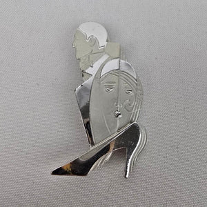 Vintage AJC Art Deco Silver Women Man & Shoe Brooch
