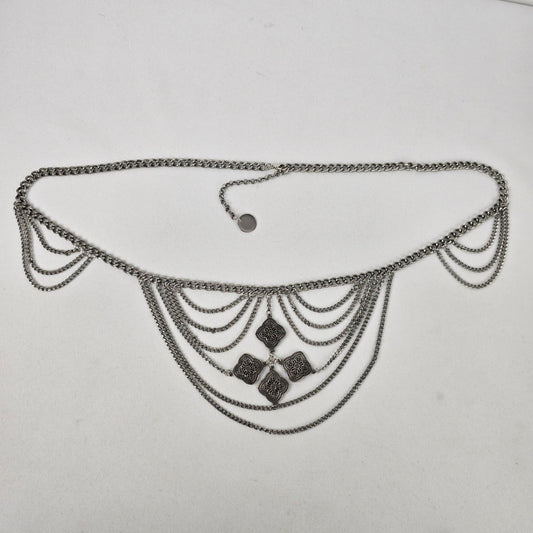 Silver Layered Chain Belt Size S/M