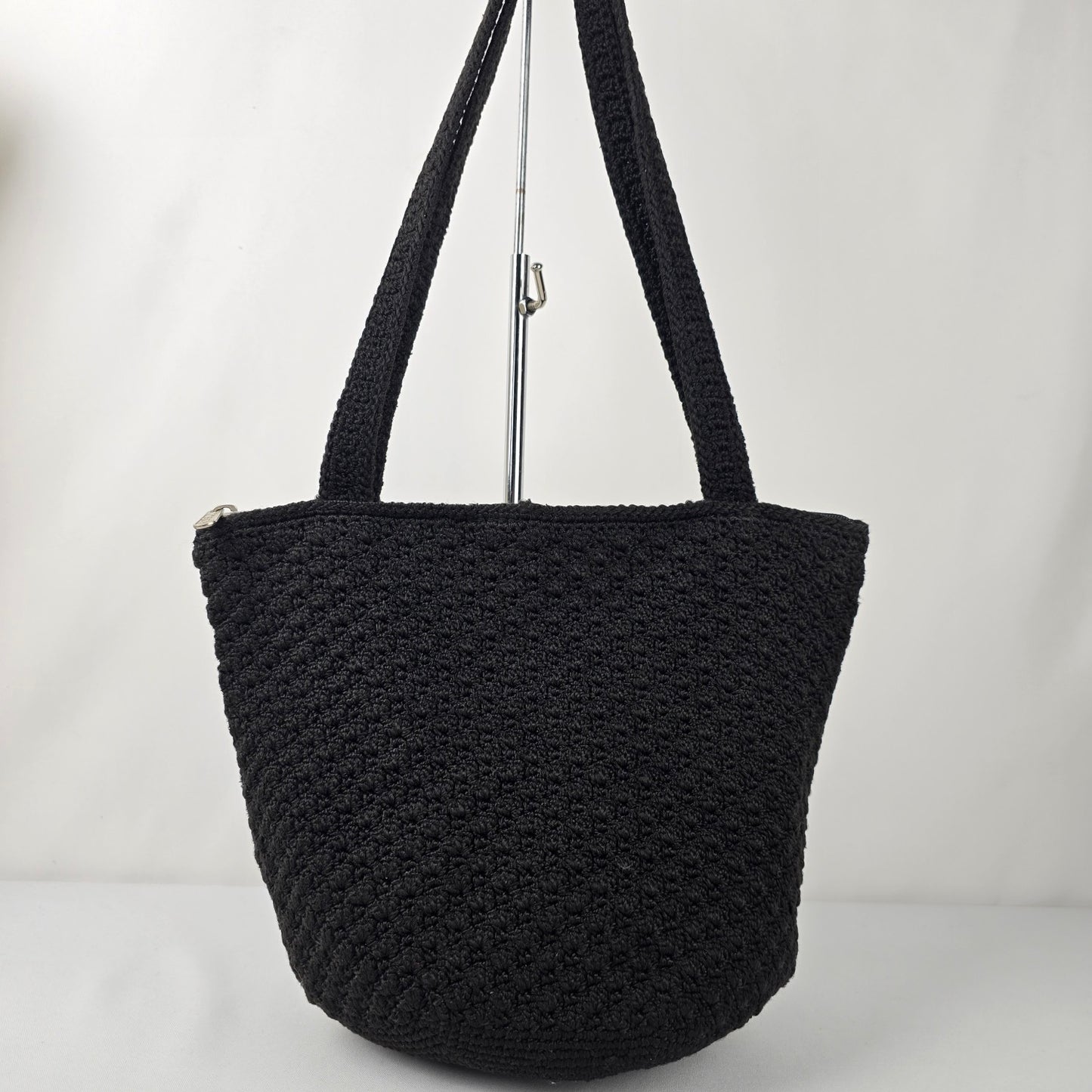 The Sac Black Crochet Shoulder Purse