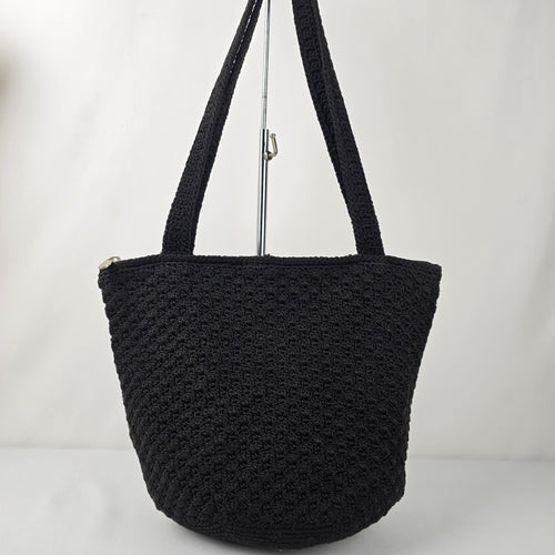 The Sac Black Crochet Shoulder Purse