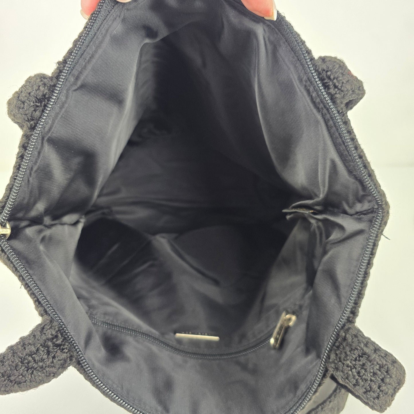 The Sac Black Crochet Shoulder Purse