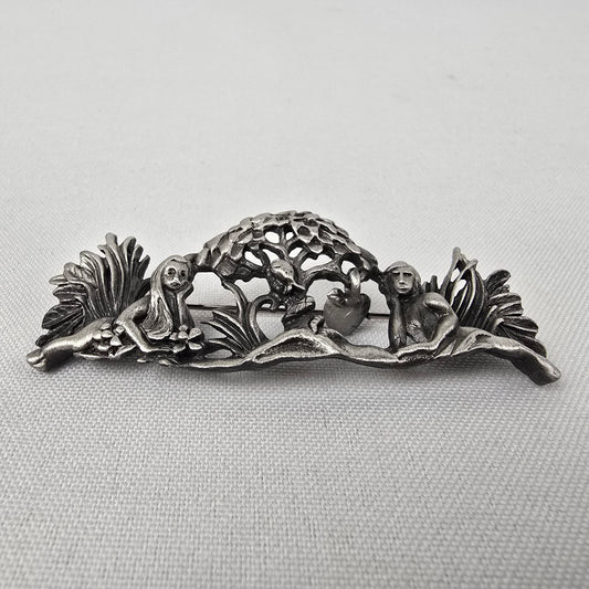Vintage AJC Silver Adam and Eve Brooch
