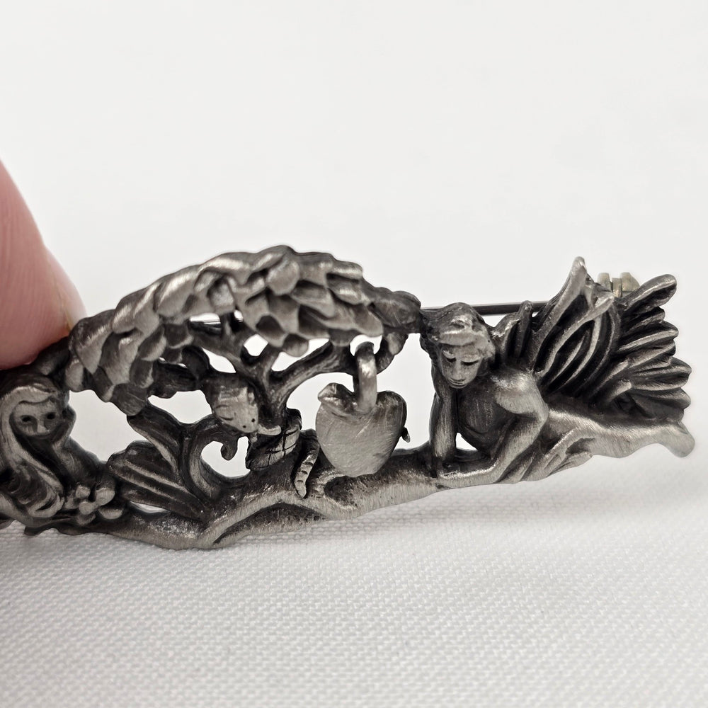 Vintage AJC Silver Adam and Eve Brooch