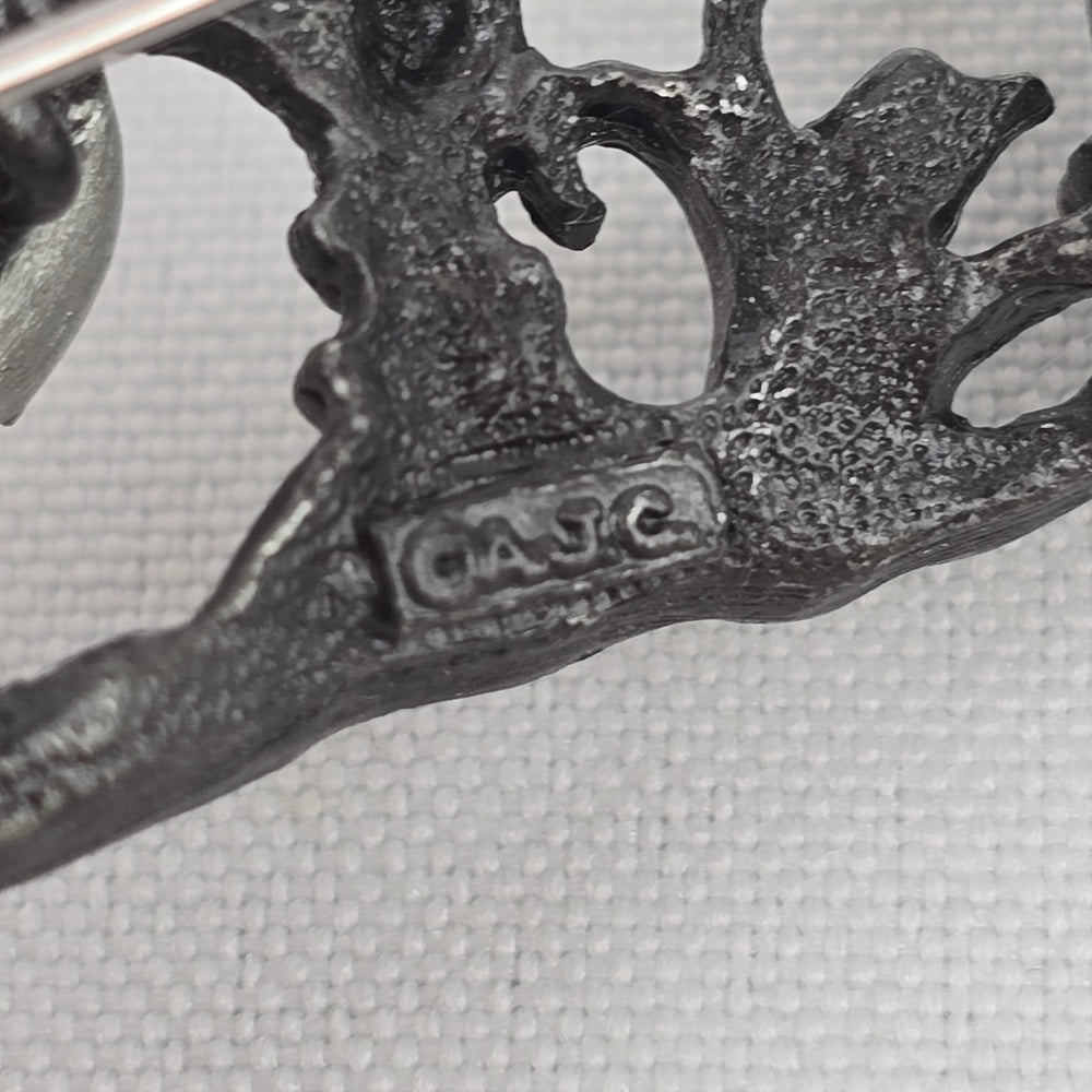 Vintage AJC Silver Adam and Eve Brooch