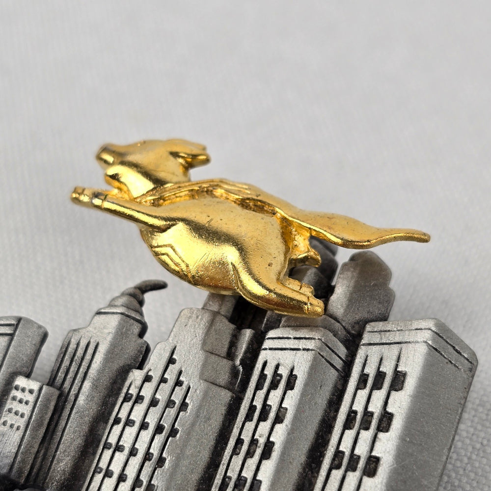Vintage JJ When Pigs Fly Brooch Pig Flying Over Cityscape Brooch