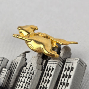 Vintage JJ When Pigs Fly Brooch Pig Flying Over Cityscape Brooch