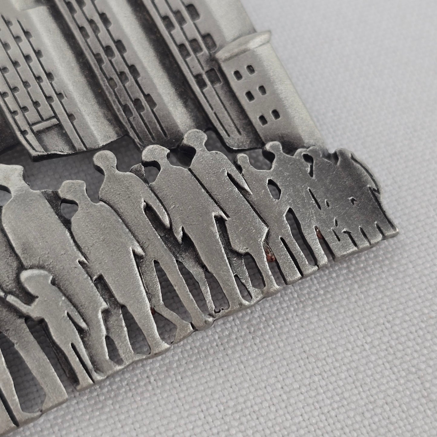 Vintage JJ When Pigs Fly Brooch Pig Flying Over Cityscape Brooch