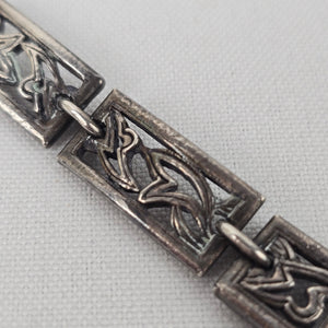 Silver Tone Natural Stone Link Bracelet