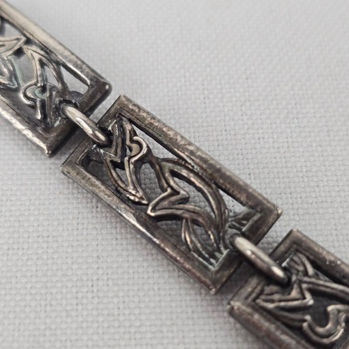 Silver Tone Natural Stone Link Bracelet