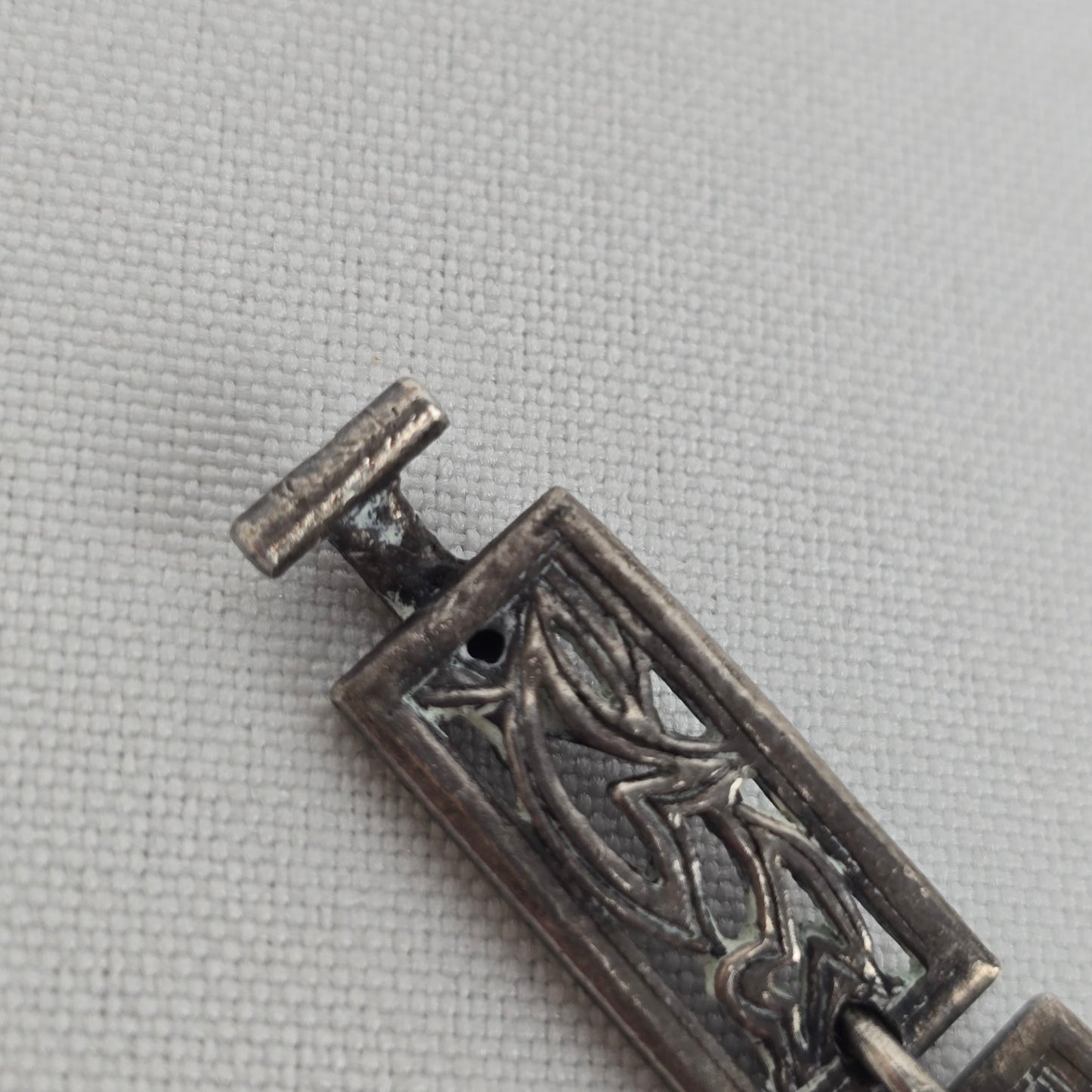 Silver Tone Natural Stone Link Bracelet