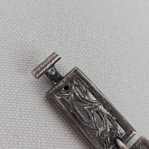 Silver Tone Natural Stone Link Bracelet