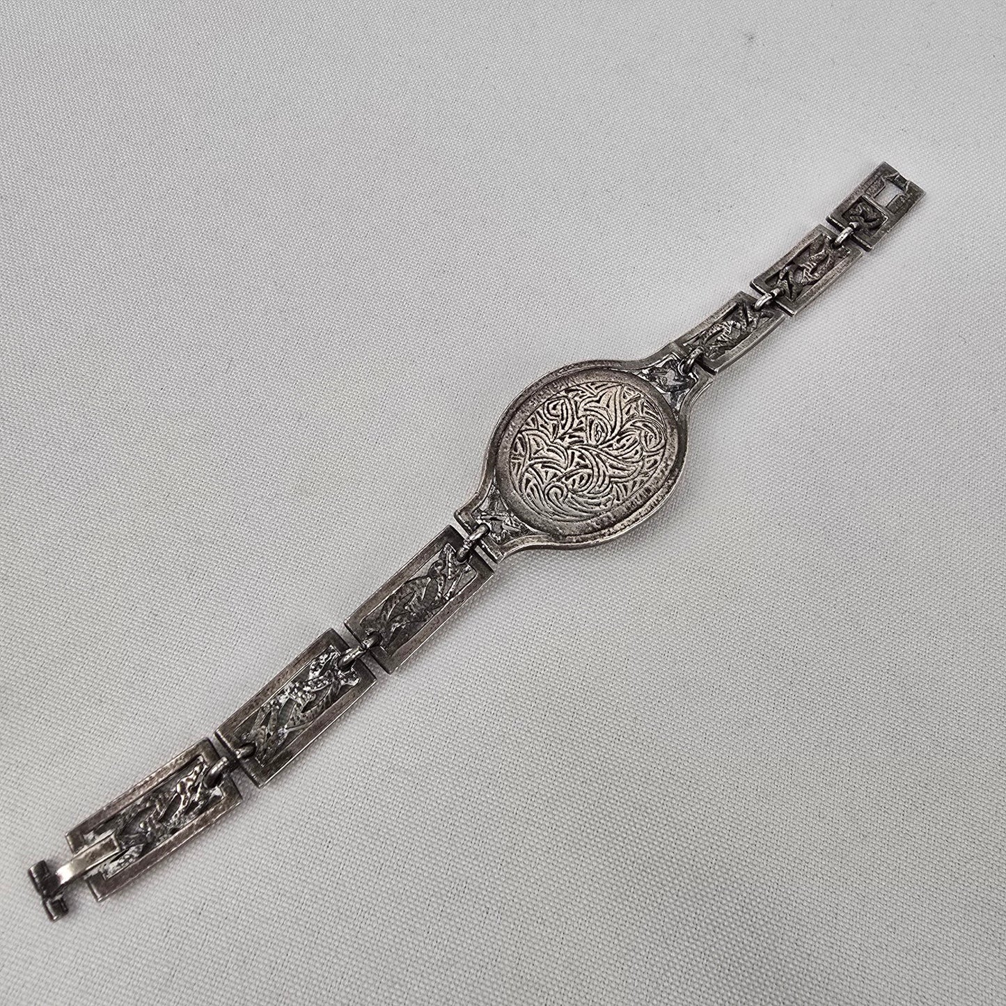 Silver Tone Natural Stone Link Bracelet