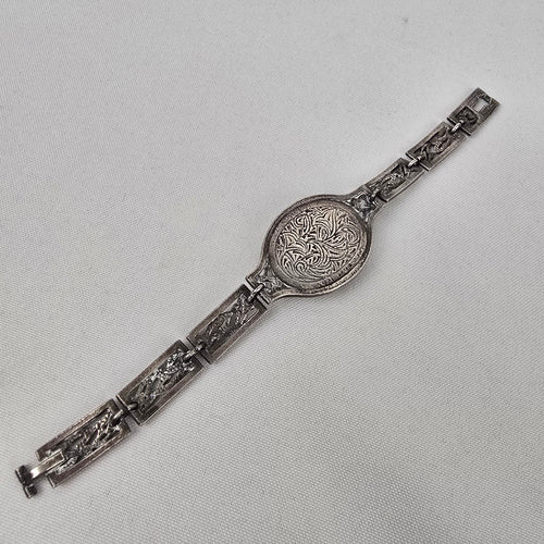 Silver Tone Natural Stone Link Bracelet