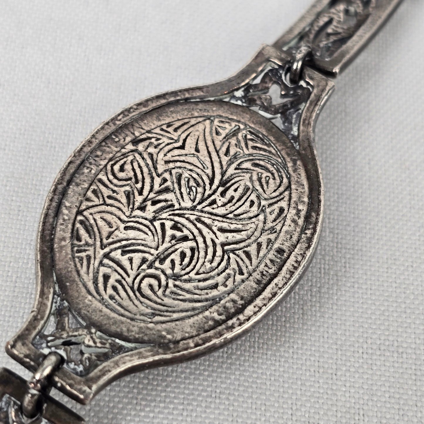 Silver Tone Natural Stone Link Bracelet