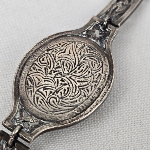 Silver Tone Natural Stone Link Bracelet