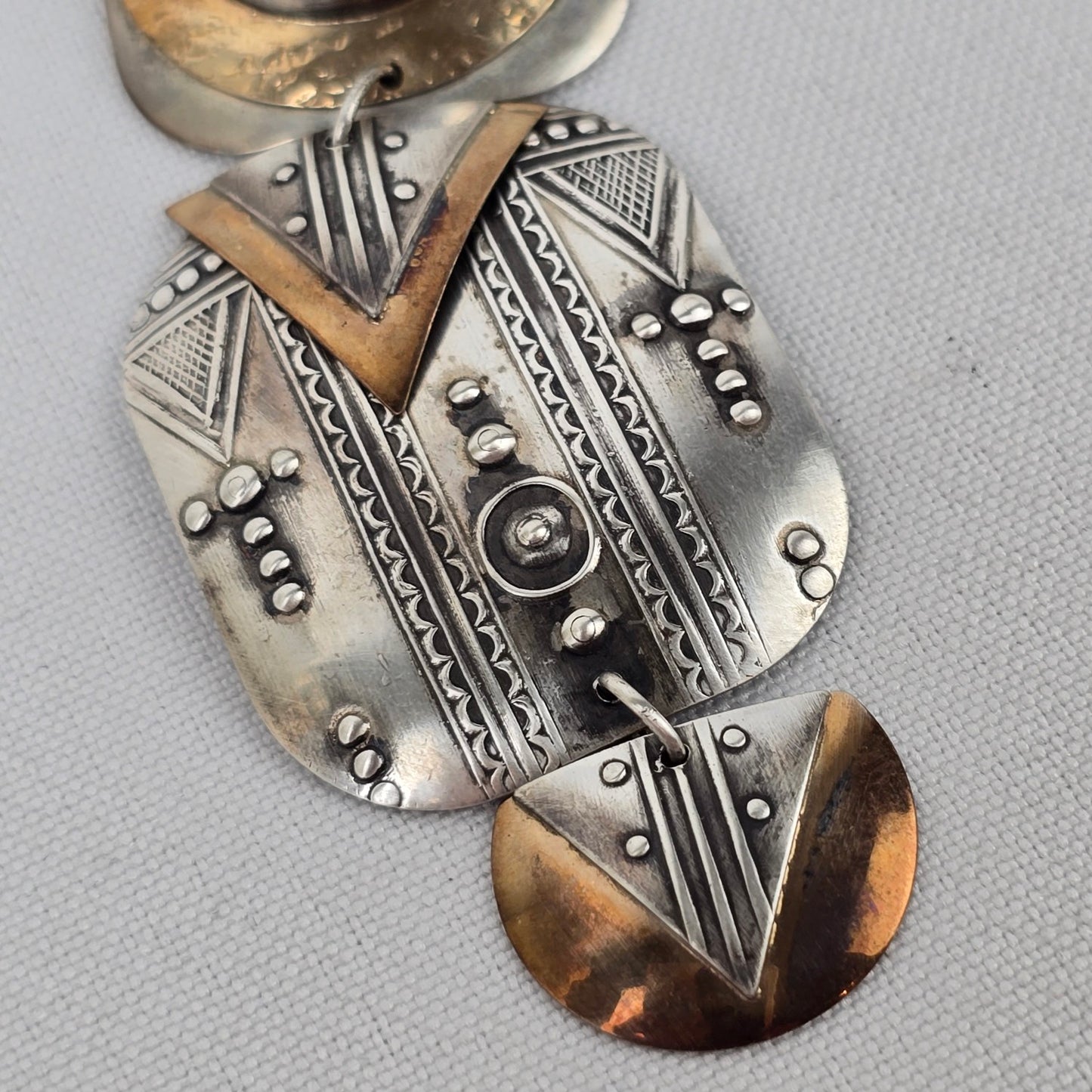 Vintage Tabra Sterling Silver Gold Filled Moon Face Earrings