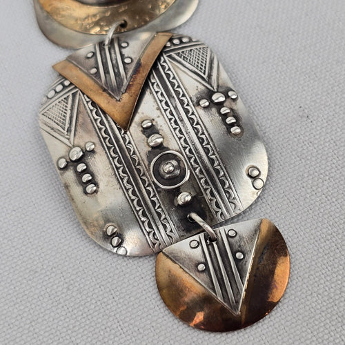 Vintage Tabra Sterling Silver Gold Filled Moon Face Earrings
