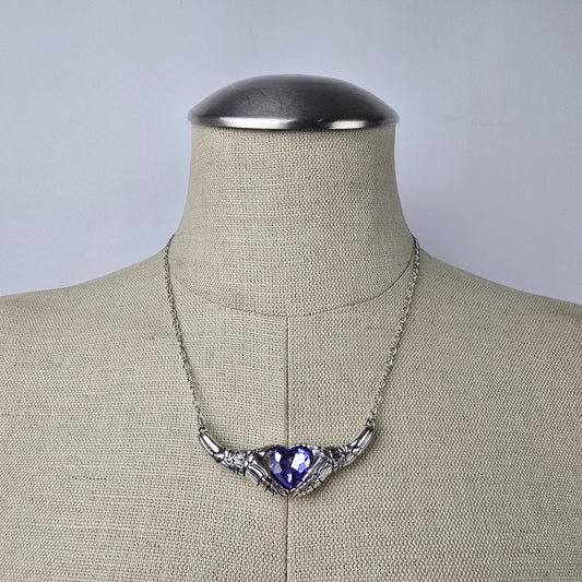 Corpse Bride Skeleton Hands Blue Heart Necklace