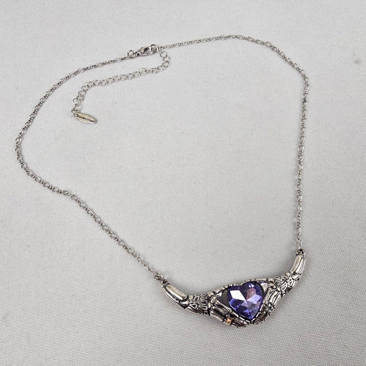 Corpse Bride Skeleton Hands Blue Heart Necklace