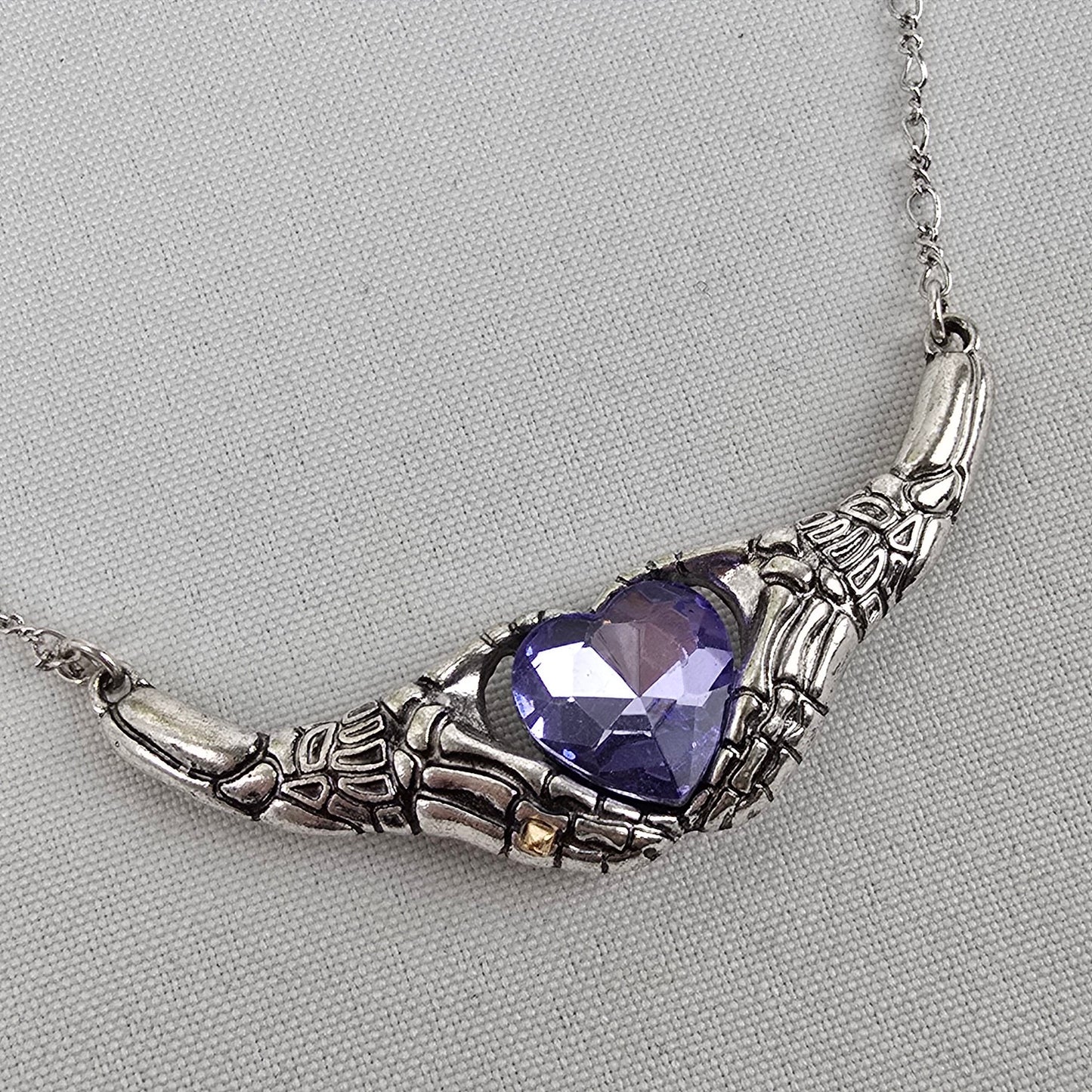 Corpse Bride Skeleton Hands Blue Heart Necklace