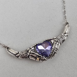 Corpse Bride Skeleton Hands Blue Heart Necklace
