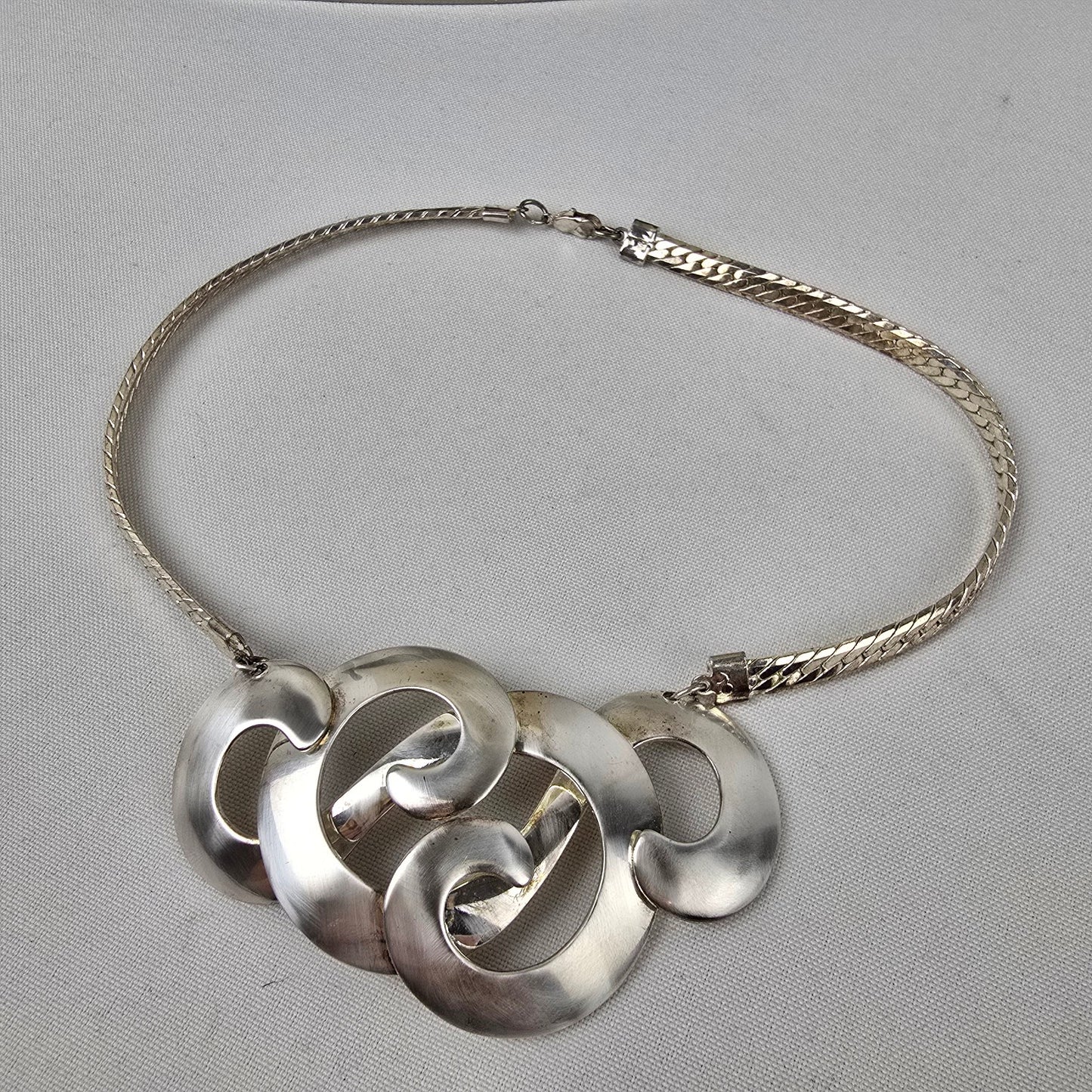 Vintage Silver Tone Statement Collar Necklace