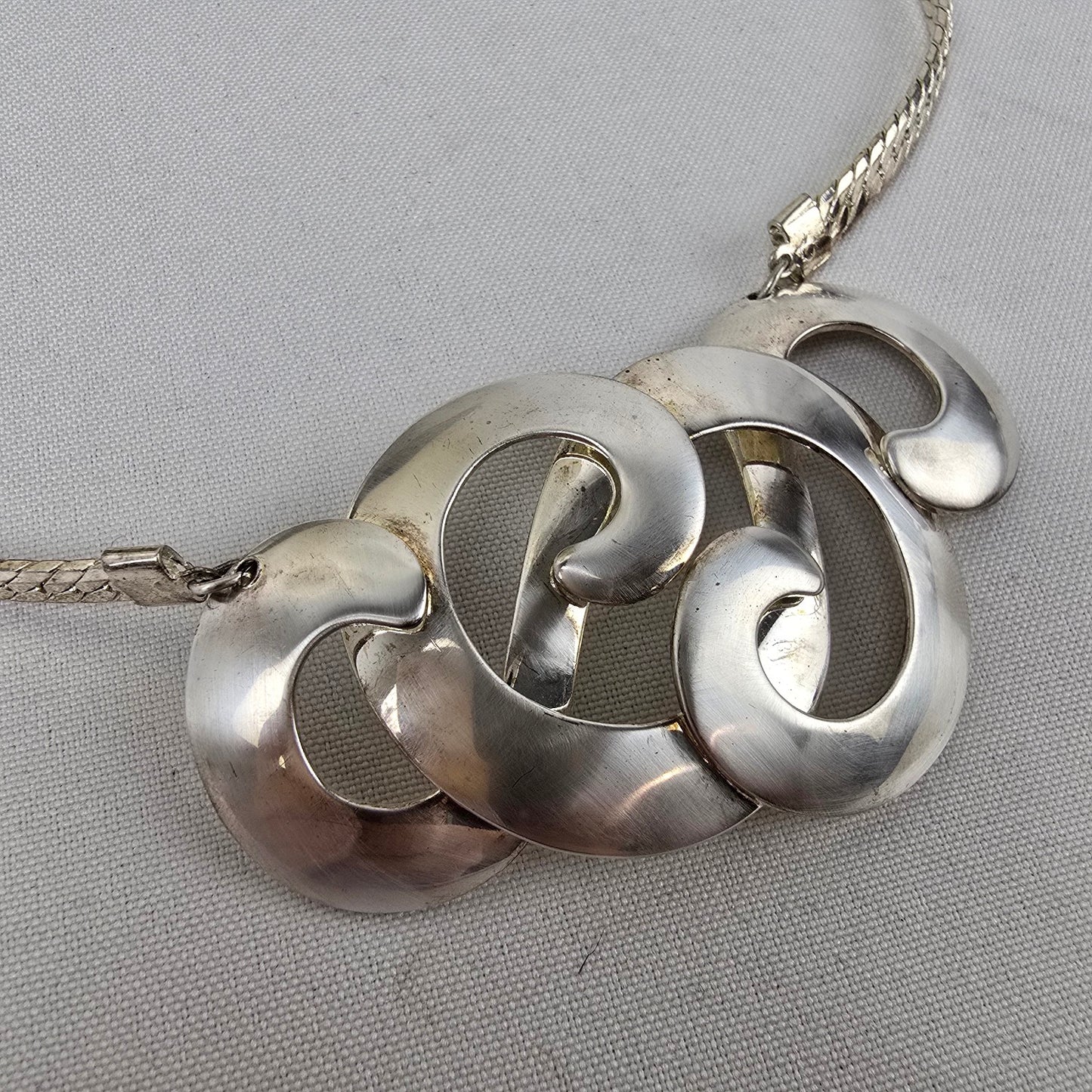 Vintage Silver Tone Statement Collar Necklace