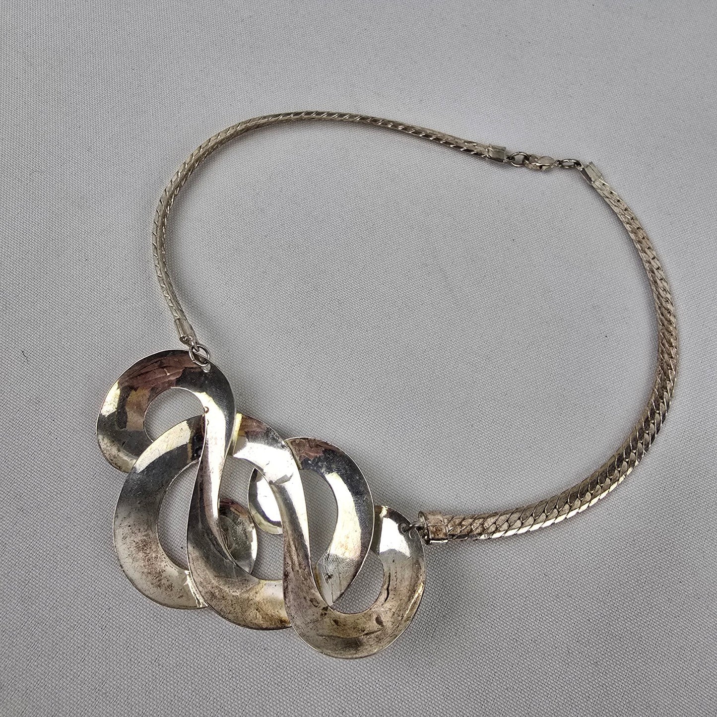 Vintage Silver Tone Statement Collar Necklace