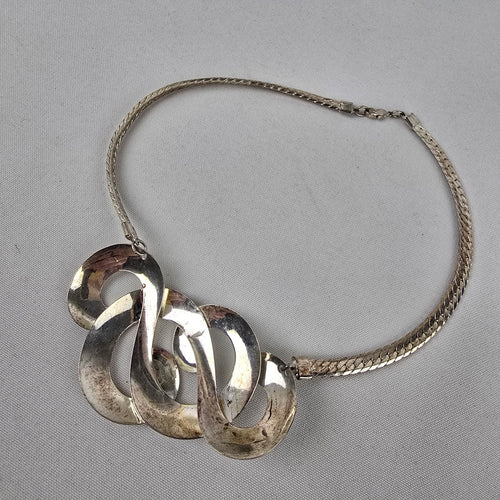 Vintage Silver Tone Statement Collar Necklace