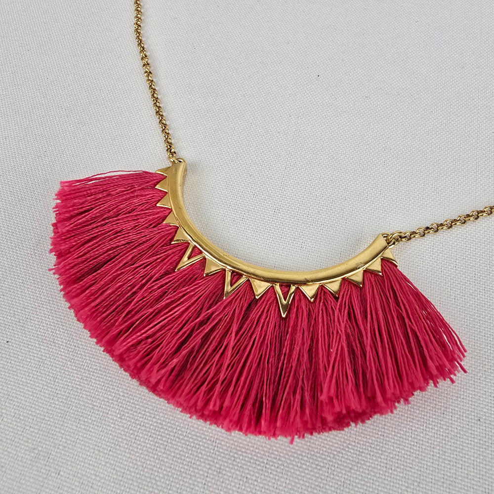 Stella and Dot Eden Pink Fringe Necklace