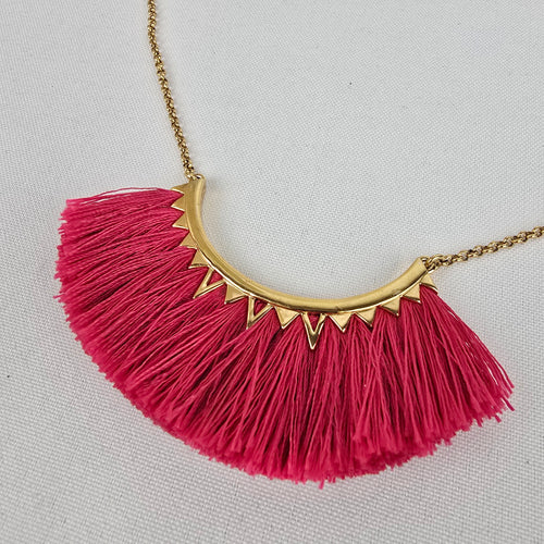 Stella and Dot Eden Pink Fringe Necklace