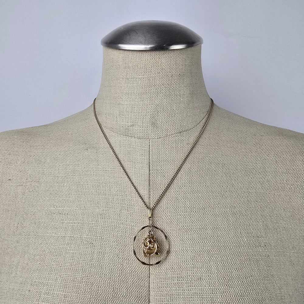 Vintage Sarah Coventry Gold Rose Drop Pendant Necklace
