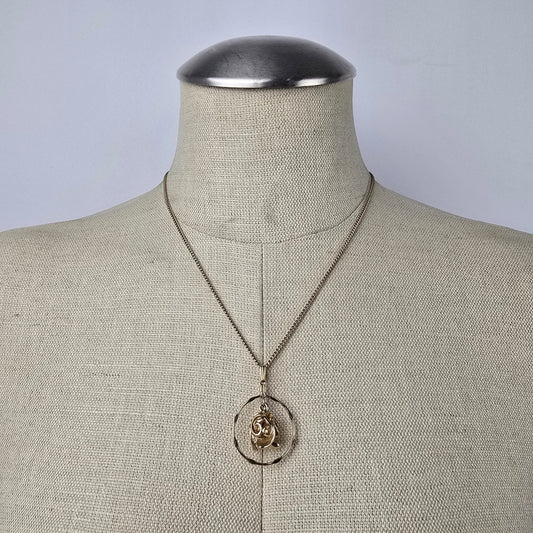 Vintage Sarah Coventry Gold Rose Drop Pendant Necklace