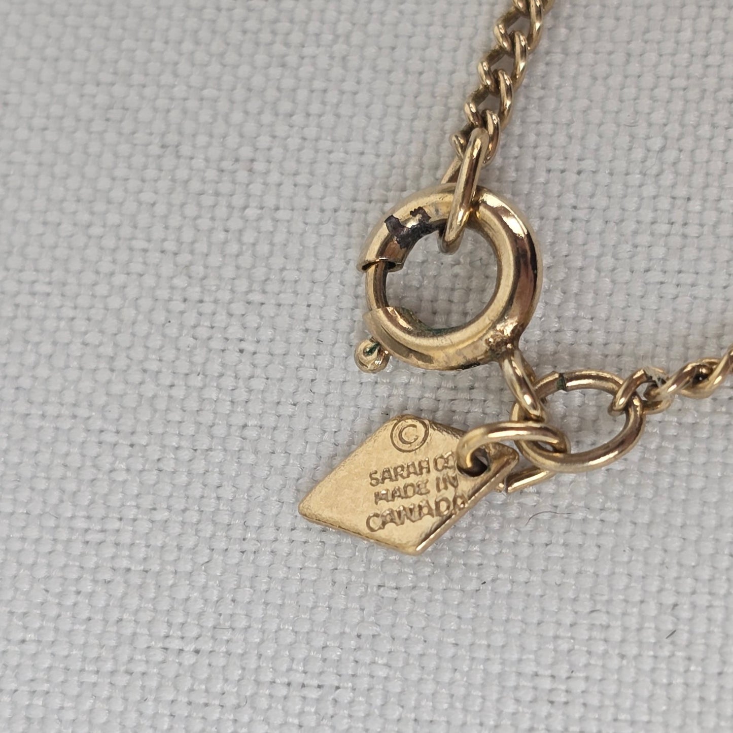 Vintage Sarah Coventry Gold Rose Drop Pendant Necklace