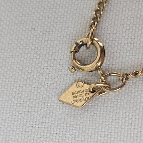 Vintage Sarah Coventry Gold Rose Drop Pendant Necklace
