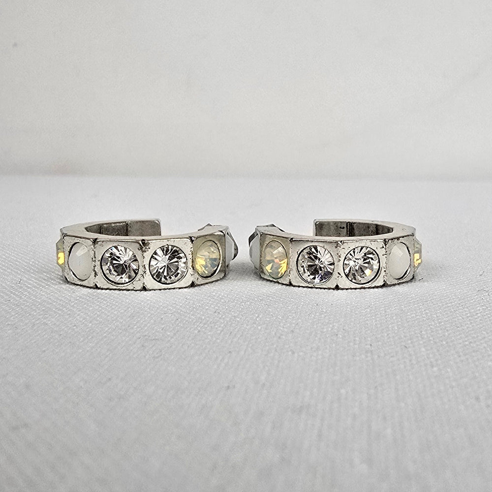 Dyrberg Kern Silver Rhinestone Hoop Earrings