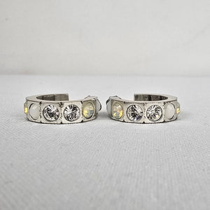 Dyrberg Kern Silver Rhinestone Hoop Earrings