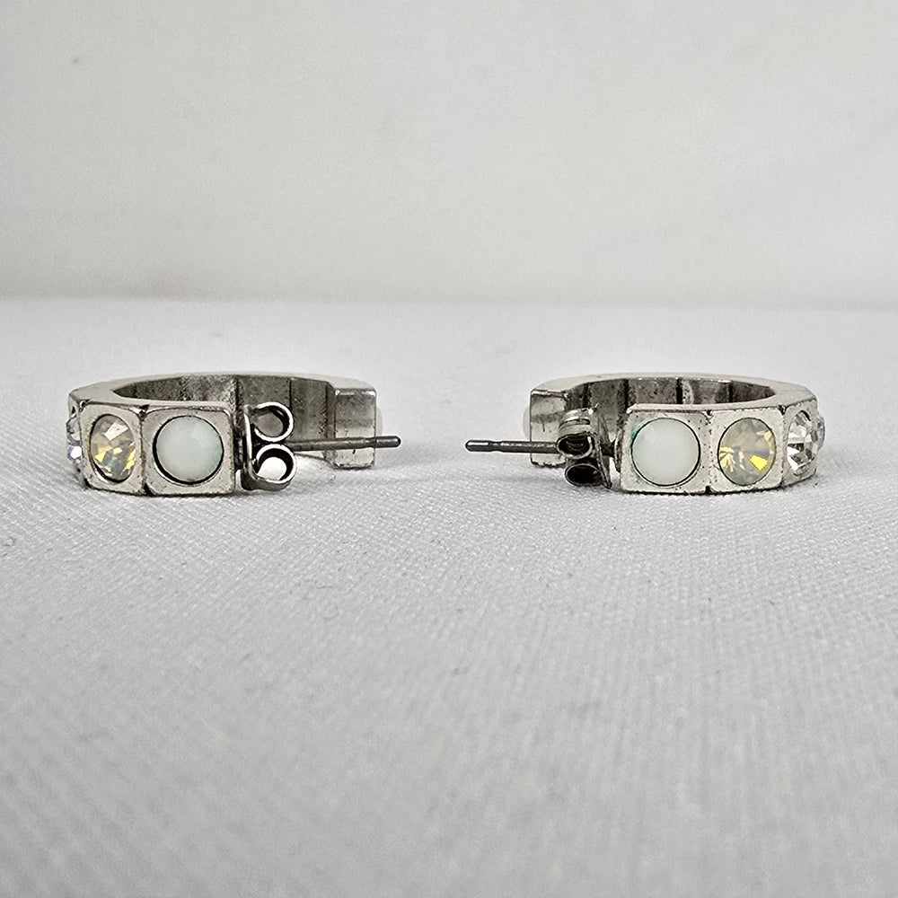 Dyrberg Kern Silver Rhinestone Hoop Earrings