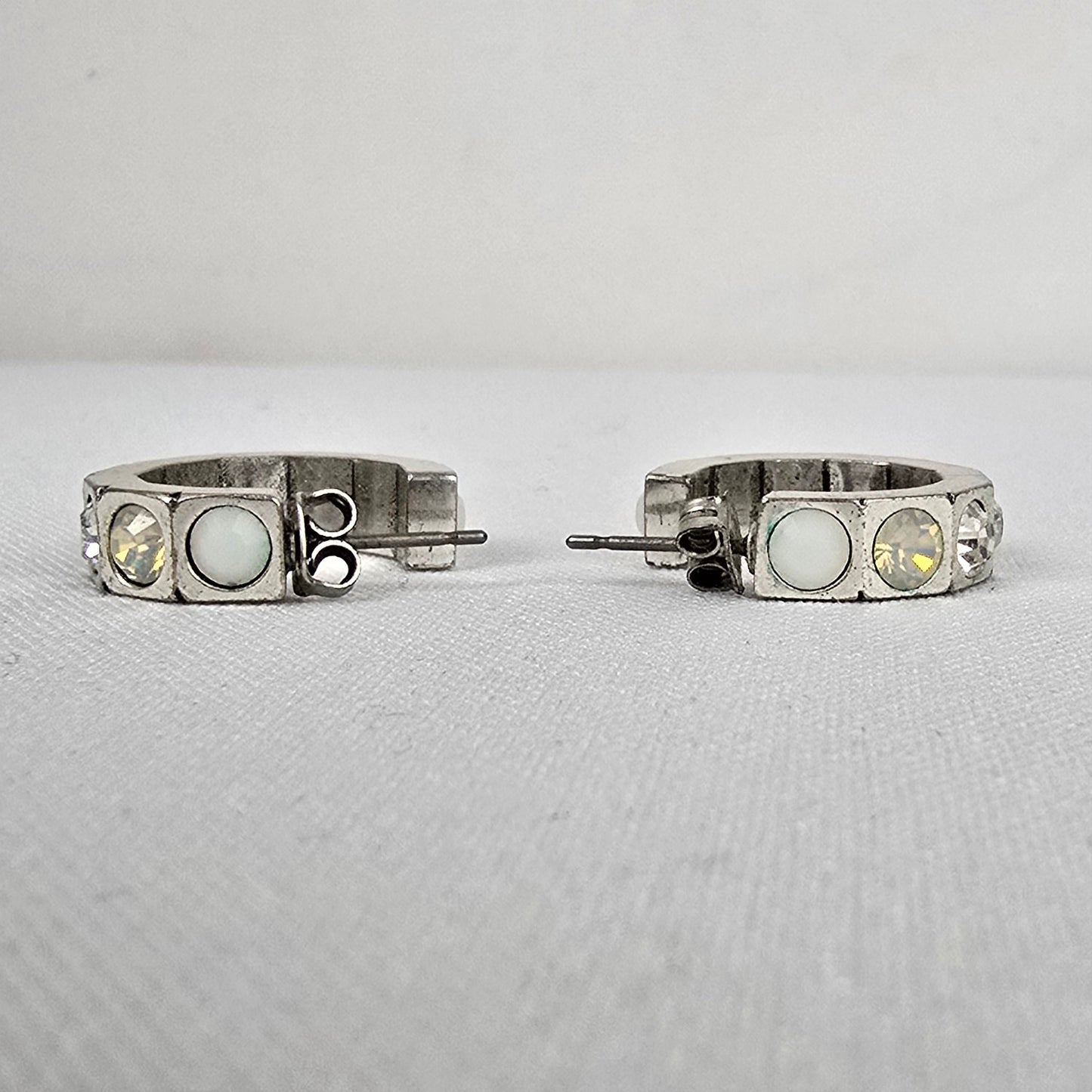 Dyrberg Kern Silver Rhinestone Hoop Earrings