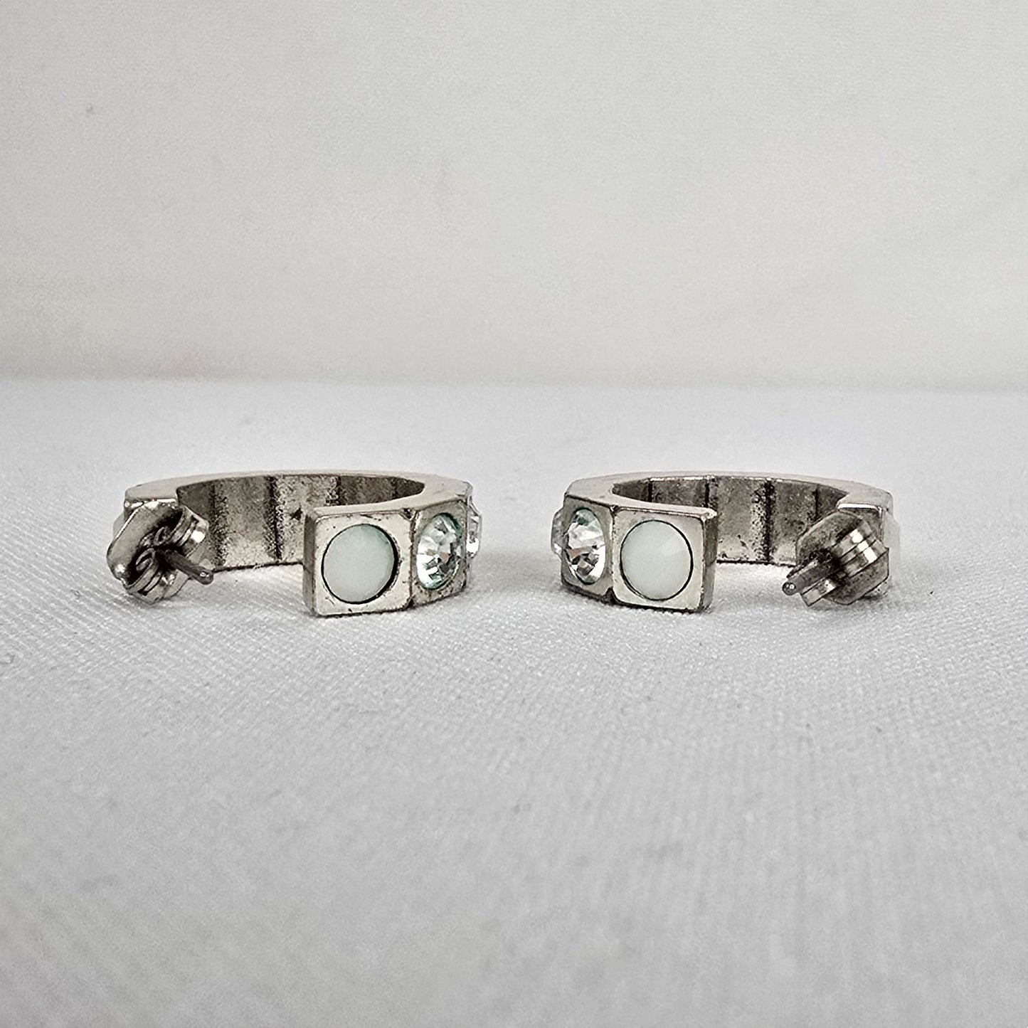 Dyrberg Kern Silver Rhinestone Hoop Earrings