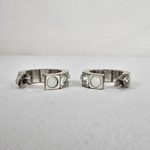 Dyrberg Kern Silver Rhinestone Hoop Earrings