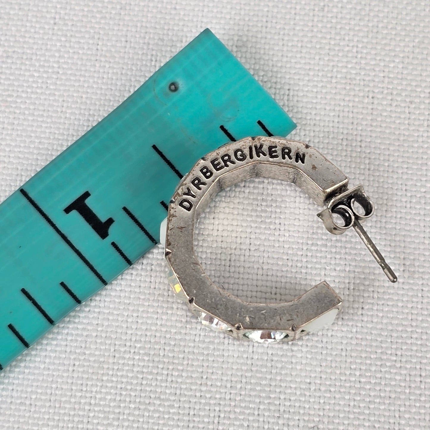 Dyrberg Kern Silver Rhinestone Hoop Earrings
